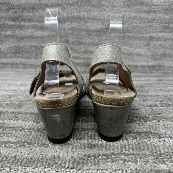 Taos Women Sandal Carousel 2 Size EU 39/US 8-8.5 Gray Leather Wedge Heel Shoe - Picture 4 of 7